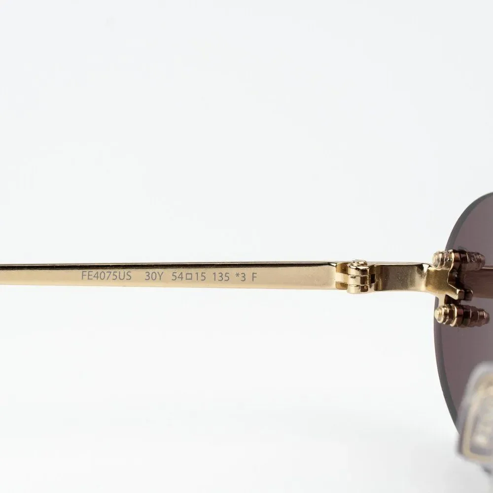 Fendi FIRST CRYSTAL Men Sunglasses Gold Violet Oval FE4075US 30Y AUTHENTIC